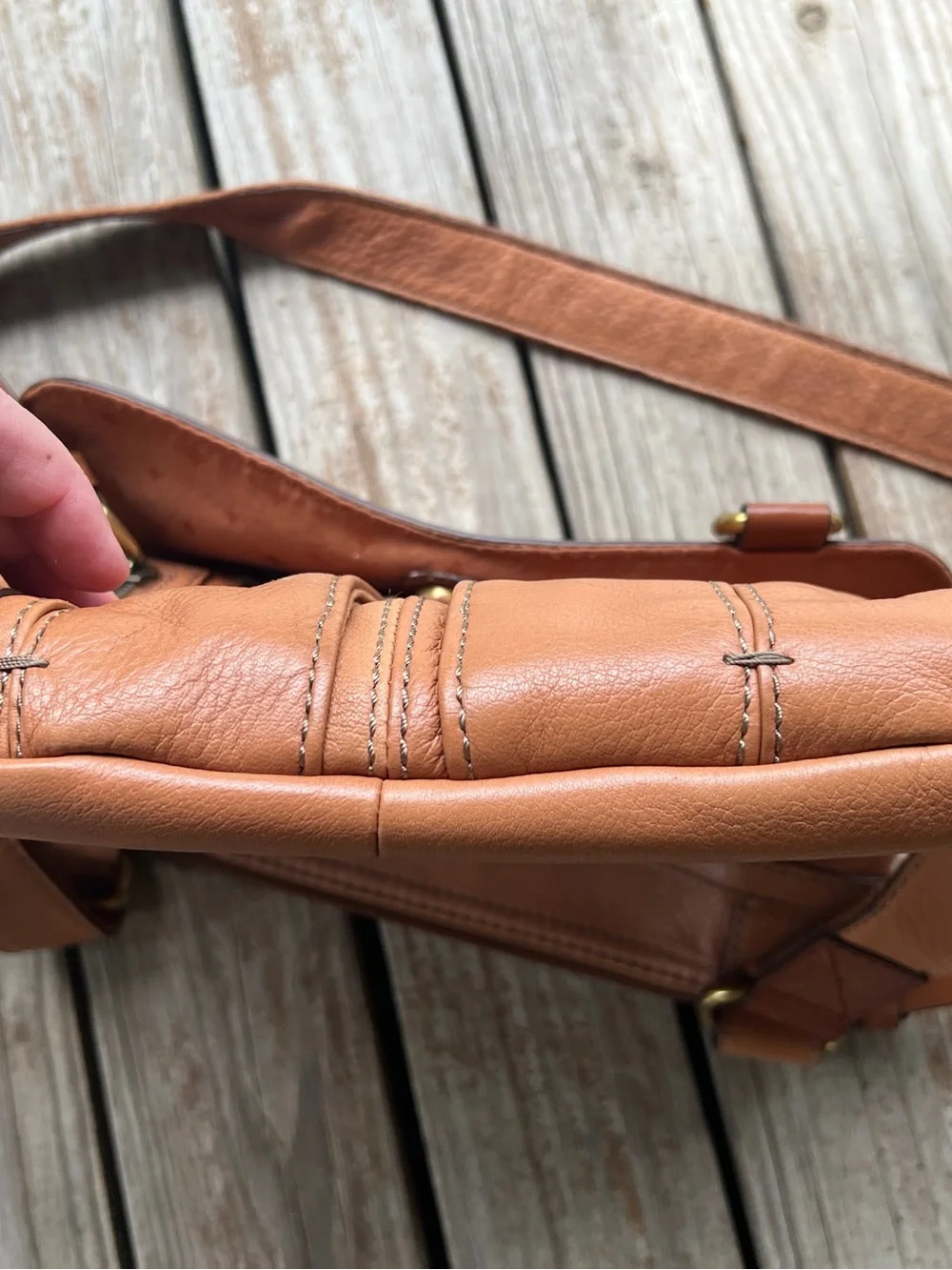 Fossil Men's Cognac Leather Messenger Bag
